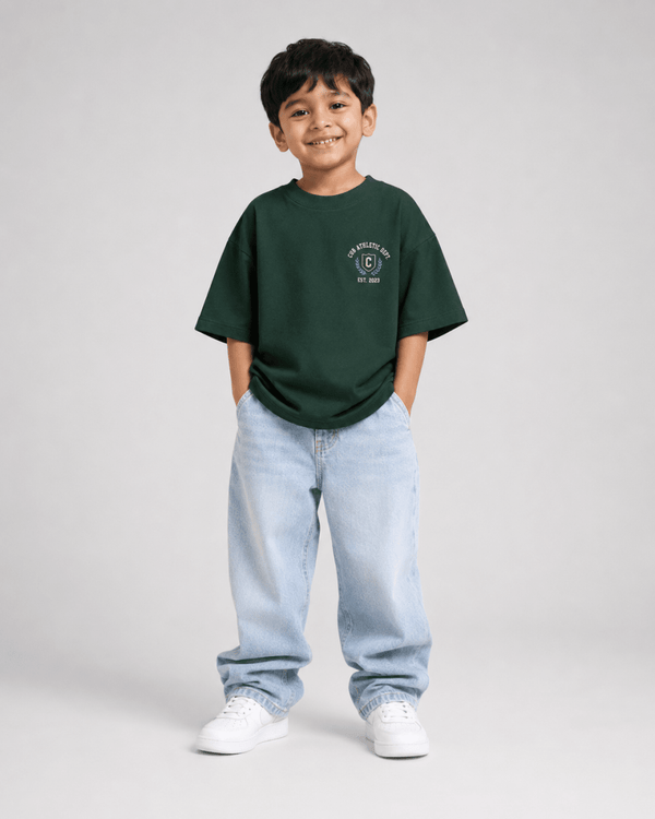 23 Jersey – Boys Oversized Graphic T-Shirt – Forest Green