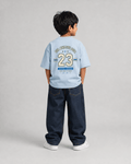 Boys oversized graphic t-shirt in sky blue, 23 Jersey print, Bold Cub Korean streetwear - back