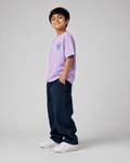 Boys oversized graphic t-shirt in lavender, 23 Jersey print, Bold Cub Korean streetwear - detail shot