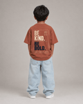 Boys oversized graphic t-shirt in Brown, Be Bold print, Bold Cub Korean streetwear - back