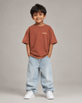 Boys oversized graphic t-shirt in Brown, Be Bold print, Bold Cub Korean streetwear - front