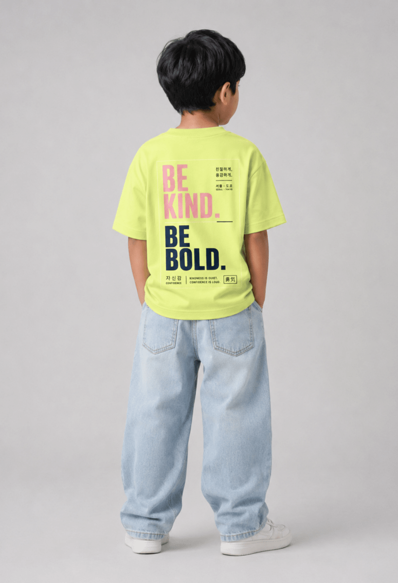 Be Bold – Boys Oversized Graphic T-Shirt – Neon Lime
