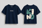 Boys oversized graphic t-shirt in navy blue, Be Kind print, Bold Cub Korean streetwear - lifestyle shot