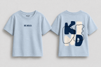 Boys oversized graphic t-shirt in sky blue, Be Kind print, Bold Cub Korean streetwear - flat lay