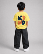 Boys oversized graphic t-shirt in pastel yellow, Be Kind print, Bold Cub Korean streetwear - back