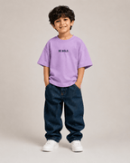 Boys oversized graphic t-shirt in lavender, Be Kind print, Bold Cub Korean streetwear - front
