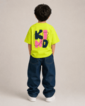 Boys oversized graphic t-shirt in neon lime, Be Kind print, Bold Cub Korean streetwear - back
