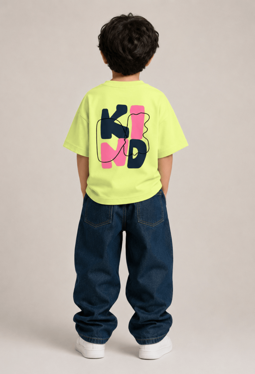 Be Kind – Boys Oversized Graphic T-Shirt – Neon Lime
