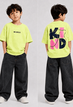 Be Kind – Boys Oversized Graphic T-Shirt – Neon Lime