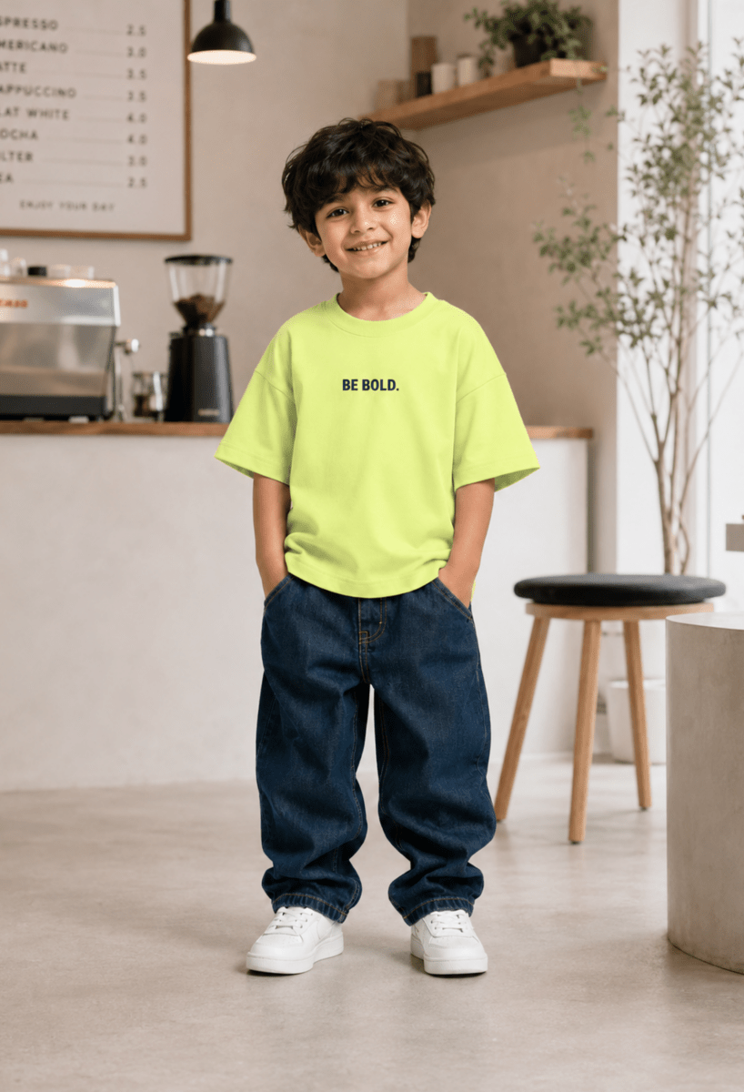 Be Kind – Boys Oversized Graphic T-Shirt – Neon Lime