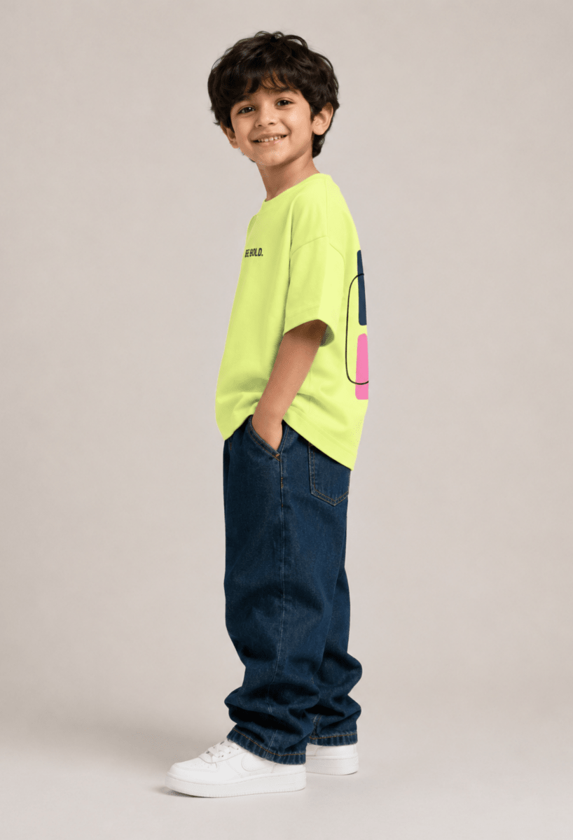Be Kind – Boys Oversized Graphic T-Shirt – Neon Lime