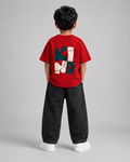 Boys oversized graphic t-shirt in red, Be Kind print, Bold Cub Korean streetwear - back