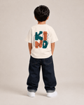 Boys oversized graphic t-shirt in off-white, Be Kind print, Bold Cub Korean streetwear - back