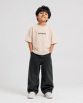 Boys oversized graphic t-shirt in off-white, Good Kid Bad Ideas print, Bold Cub Korean streetwear - front