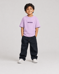 Boys oversized graphic t-shirt in lavender, Good Kid Bad Ideas print, Bold Cub Korean streetwear - front