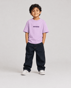 Boys oversized graphic t-shirt in lavender, Good Kid Bad Ideas print, Bold Cub Korean streetwear - front