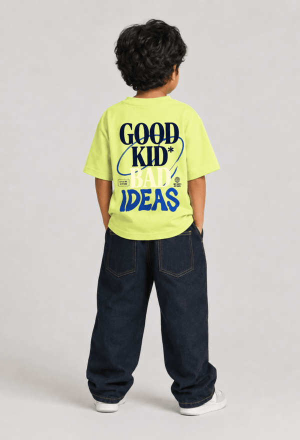 Good Kid, Bad Ideas – Boys Oversized Graphic T-Shirt – Neon Lime