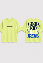 Good Kid, Bad Ideas – Boys Oversized Graphic T-Shirt – Neon Lime