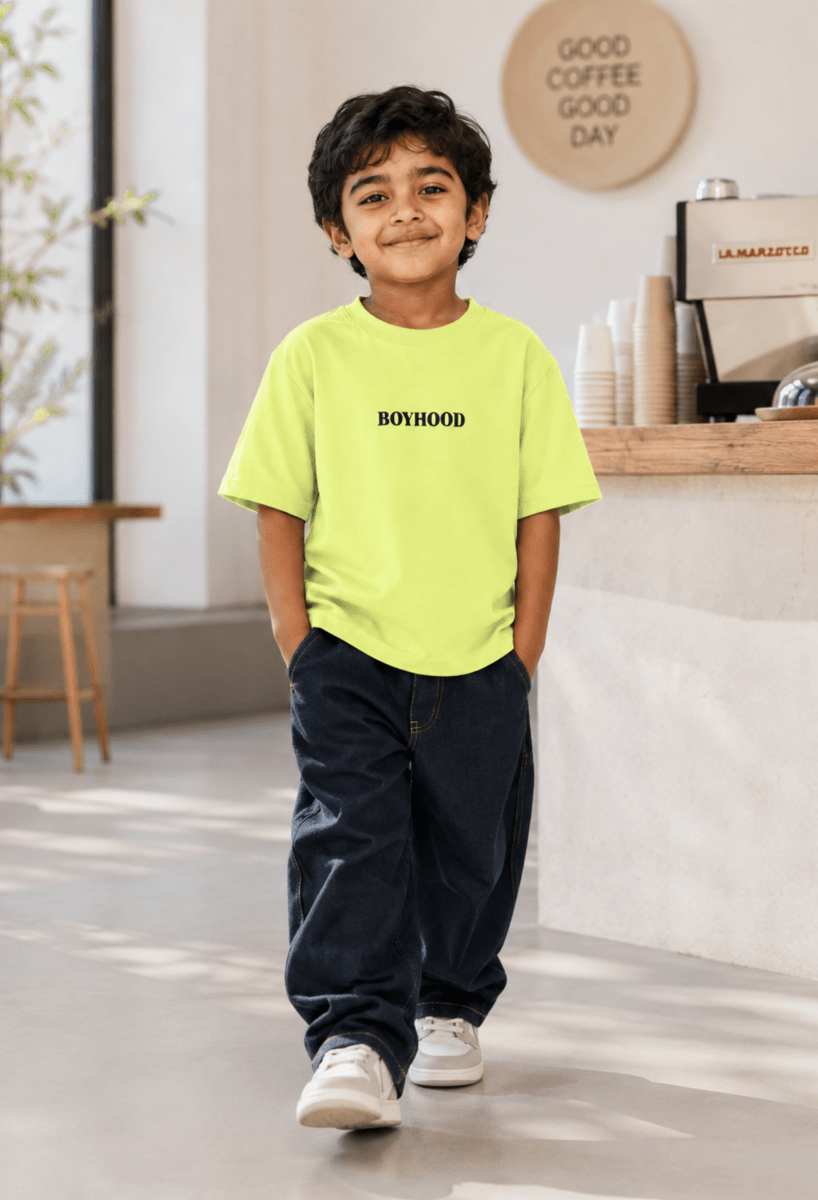 Good Kid, Bad Ideas – Boys Oversized Graphic T-Shirt – Neon Lime