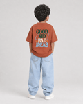 Boys oversized graphic t-shirt in terracotta, Good Kid Bad Ideas print, Bold Cub Korean streetwear - back