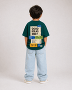 Boys oversized graphic t-shirt in emerald green, Good Ideas Only print, Bold Cub Korean streetwear - back