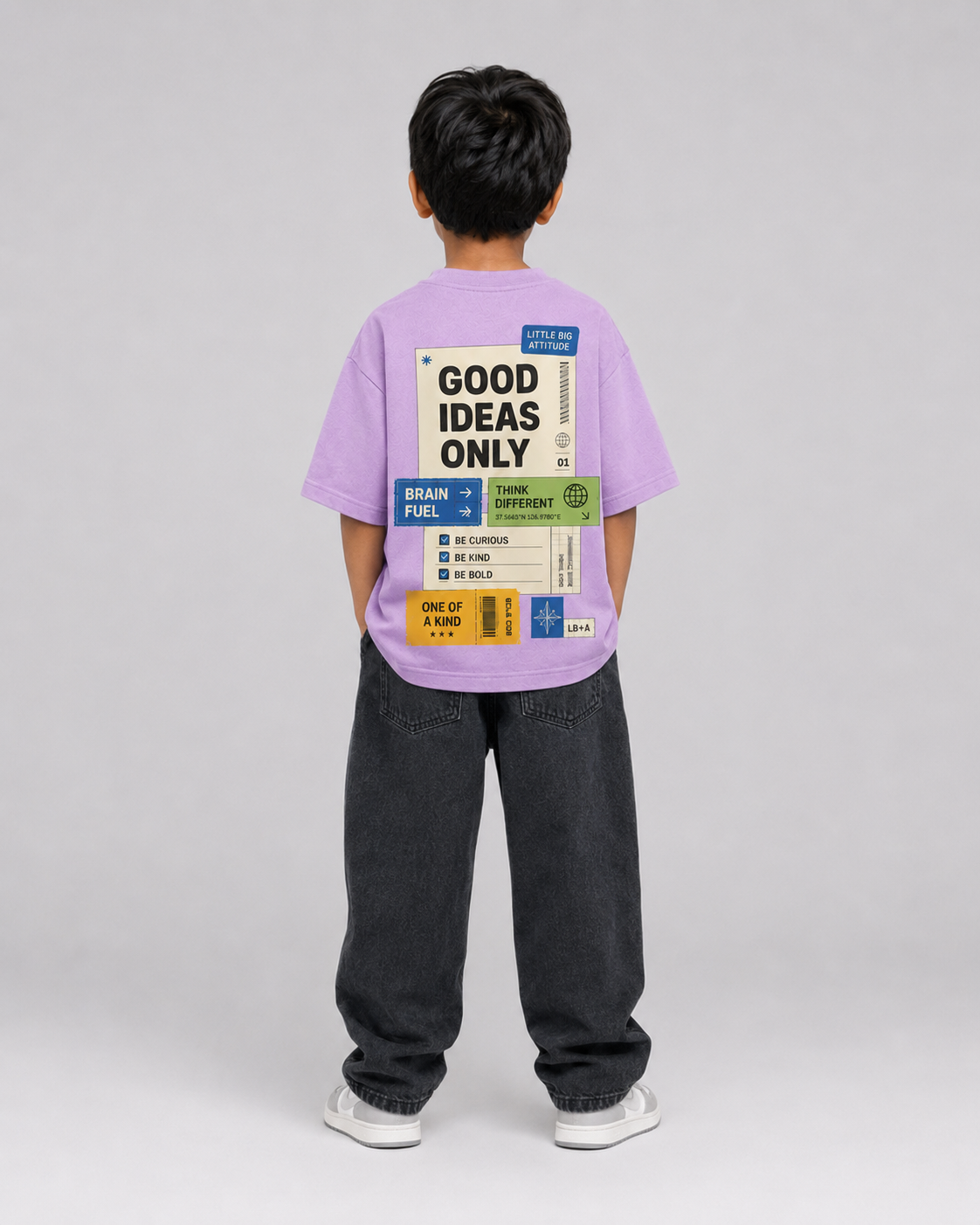 Good Ideas Only – Boys Oversized Graphic T-Shirt – Lavender