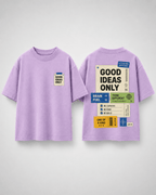 Boys oversized graphic t-shirt in lavender, Good Ideas Only print, Bold Cub Korean streetwear - flat lay