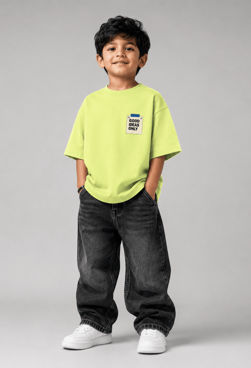 Good Ideas Only – Boys Oversized Graphic T-Shirt – Neon Lime