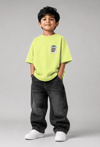 Good Ideas Only – Boys Oversized Graphic T-Shirt – Neon Lime