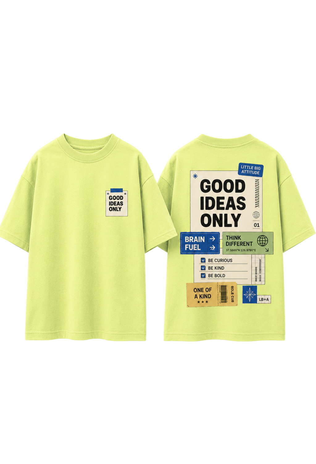Good Ideas Only – Boys Oversized Graphic T-Shirt – Neon Lime