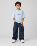 Boys oversized graphic t-shirt in sky blue, Good Kid Bad Ideas print, Bold Cub Korean streetwear - front