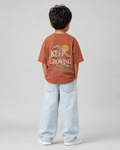Boys oversized graphic t-shirt in Brown, Keep Growing print, Bold Cub Korean streetwear - back