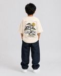 Boys oversized graphic t-shirt in off-white, Keep Growing print, Bold Cub Korean streetwear - back