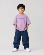 Boys oversized graphic t-shirt in lavender, Keep Growing print, Bold Cub Korean streetwear - front