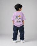 Boys oversized graphic t-shirt in lavender, Keep Growing print, Bold Cub Korean streetwear - back