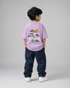Boys oversized graphic t-shirt in lavender, Keep Growing print, Bold Cub Korean streetwear - back