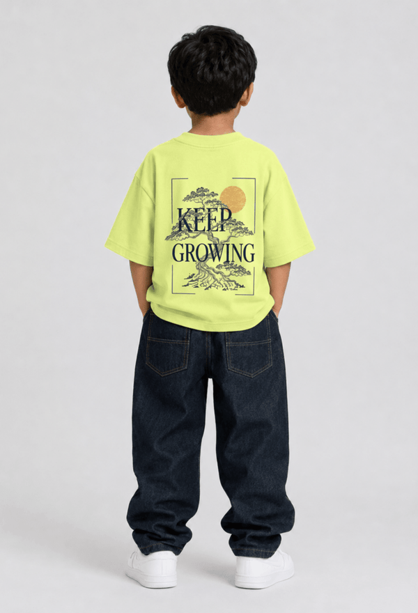 Keep Growing – Boys Oversized Graphic T-Shirt – Neon Lime
