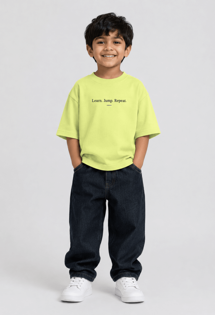 Keep Growing – Boys Oversized Graphic T-Shirt – Neon Lime