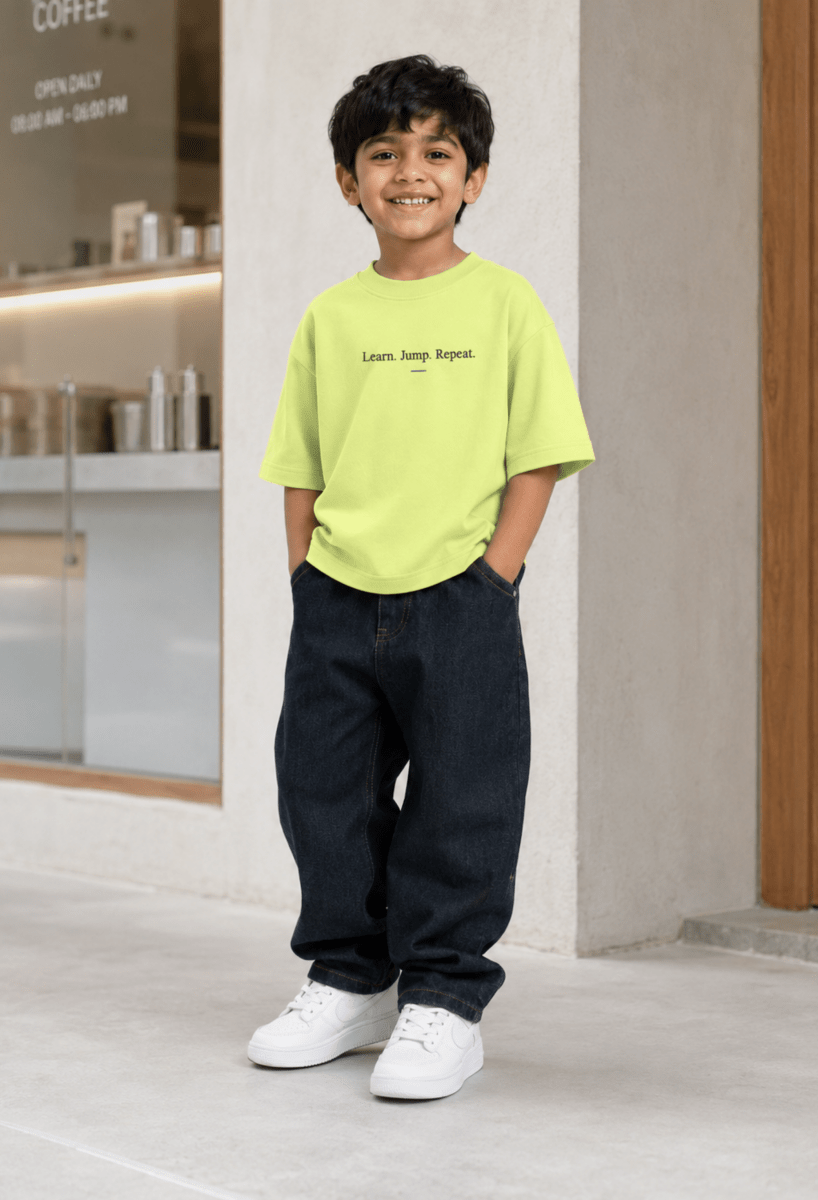 Keep Growing – Boys Oversized Graphic T-Shirt – Neon Lime