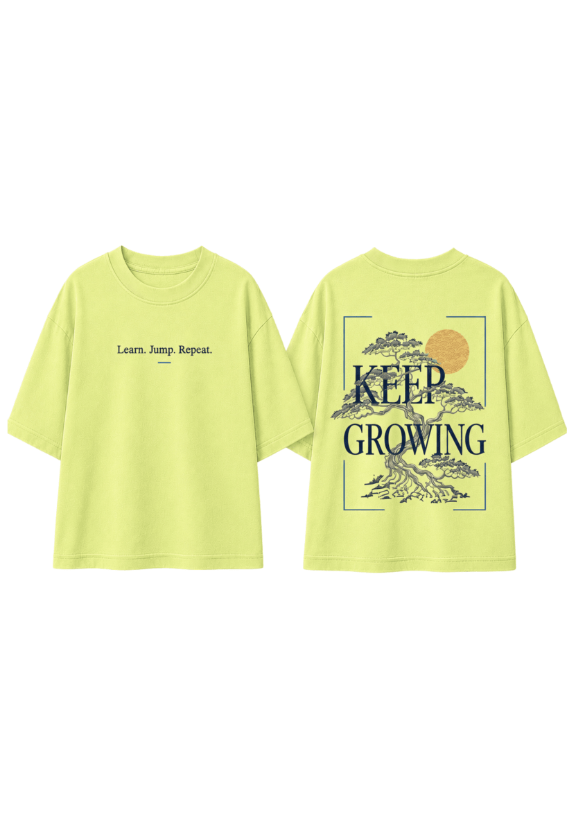 Keep Growing – Boys Oversized Graphic T-Shirt – Neon Lime
