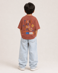 Boys oversized graphic t-shirt in Brown, There Are No Rules print, Bold Cub Korean streetwear - back
