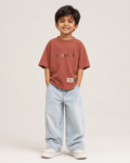Boys oversized graphic t-shirt in Brown, There Are No Rules print, Bold Cub Korean streetwear - front