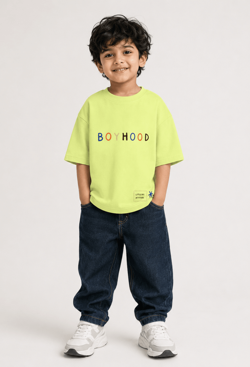 There Are No Rules – Boys Oversized Graphic T-Shirt – Neon Lime