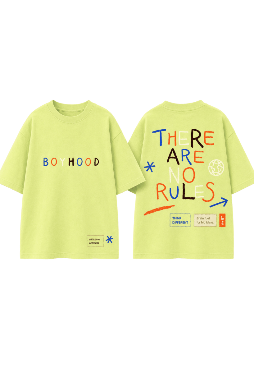 There Are No Rules – Boys Oversized Graphic T-Shirt – Neon Lime