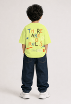 There Are No Rules – Boys Oversized Graphic T-Shirt – Neon Lime