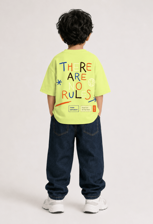 There Are No Rules – Boys Oversized Graphic T-Shirt – Neon Lime