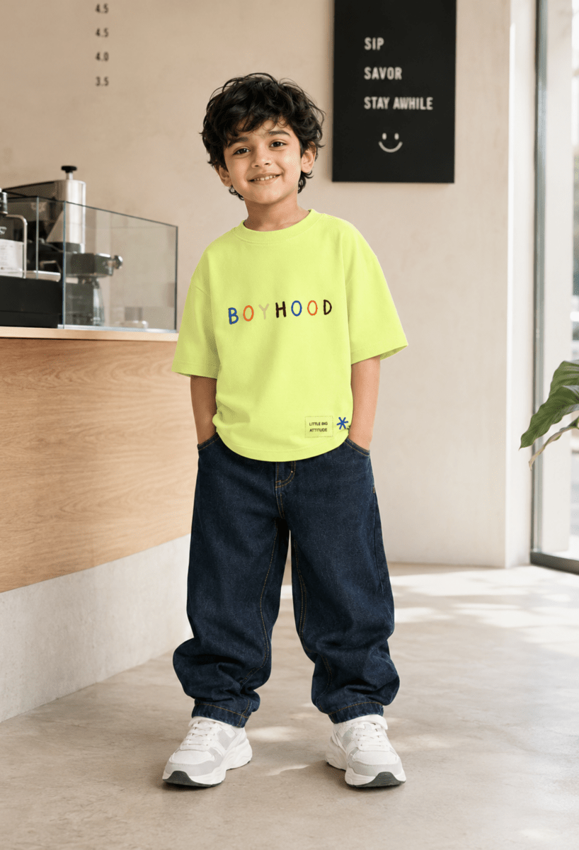 There Are No Rules – Boys Oversized Graphic T-Shirt – Neon Lime