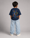 Boys oversized graphic t-shirt in navy blue, There Are No Rules print, Bold Cub Korean streetwear - back
