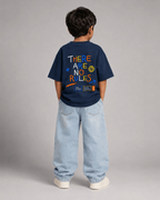 Boys oversized graphic t-shirt in navy blue, There Are No Rules print, Bold Cub Korean streetwear - back