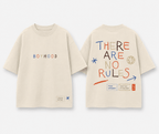 Boys oversized graphic t-shirt in off-white, There Are No Rules print, Bold Cub Korean streetwear - flat lay